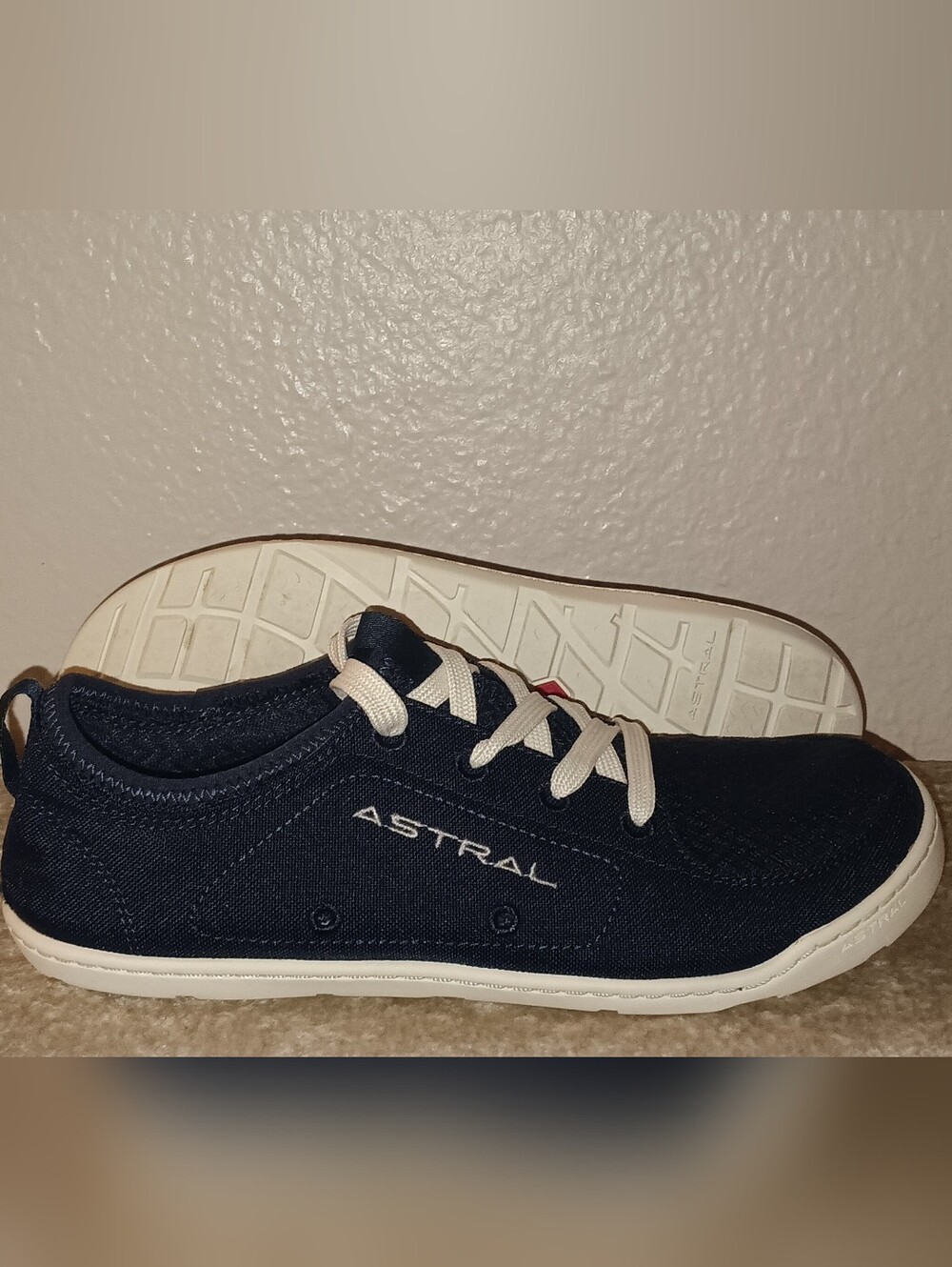 Astral Loyak Womens Navy Canvas Lace-Up Water Sneaker with White Sole